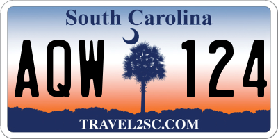 SC license plate AQW124