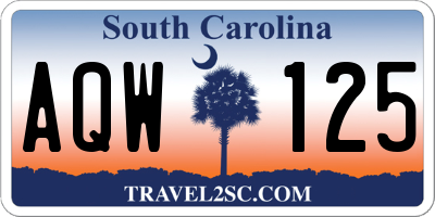 SC license plate AQW125