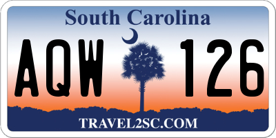 SC license plate AQW126