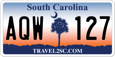 SC license plate AQW127