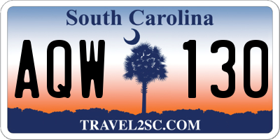 SC license plate AQW130