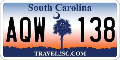 SC license plate AQW138