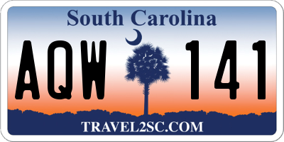 SC license plate AQW141