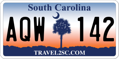 SC license plate AQW142