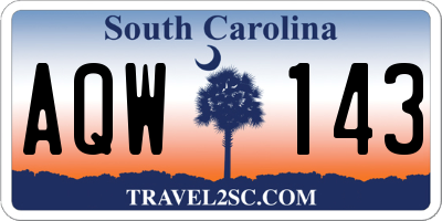 SC license plate AQW143