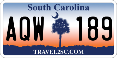 SC license plate AQW189