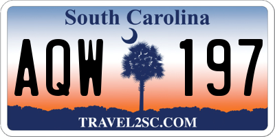 SC license plate AQW197