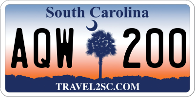 SC license plate AQW200
