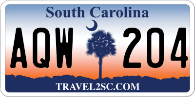 SC license plate AQW204