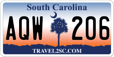 SC license plate AQW206