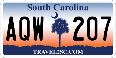SC license plate AQW207
