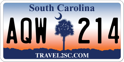 SC license plate AQW214