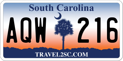 SC license plate AQW216