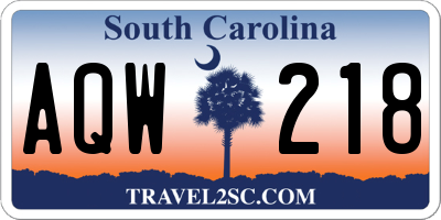 SC license plate AQW218