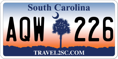 SC license plate AQW226