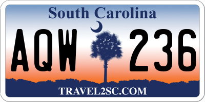 SC license plate AQW236