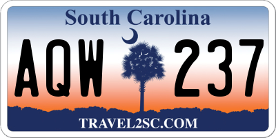 SC license plate AQW237