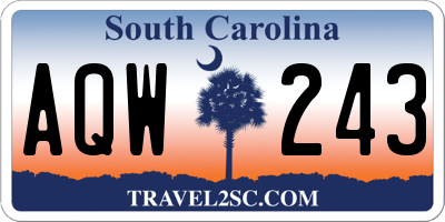 SC license plate AQW243