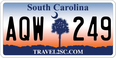 SC license plate AQW249