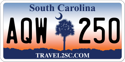 SC license plate AQW250