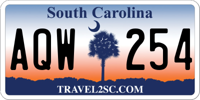 SC license plate AQW254