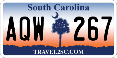 SC license plate AQW267