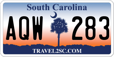 SC license plate AQW283