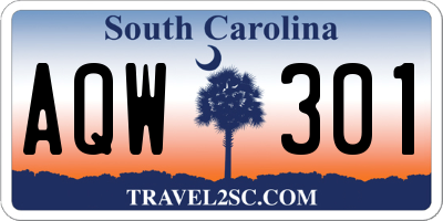 SC license plate AQW301