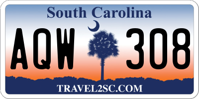 SC license plate AQW308