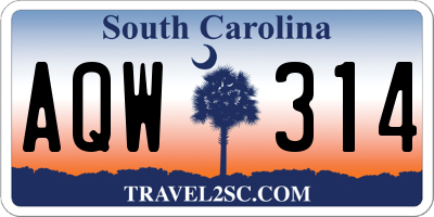 SC license plate AQW314