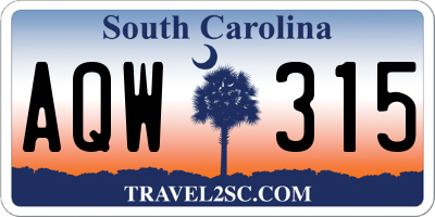 SC license plate AQW315