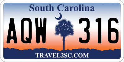 SC license plate AQW316