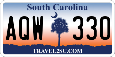 SC license plate AQW330
