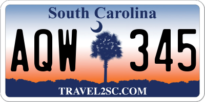SC license plate AQW345