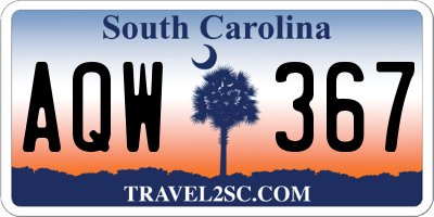SC license plate AQW367
