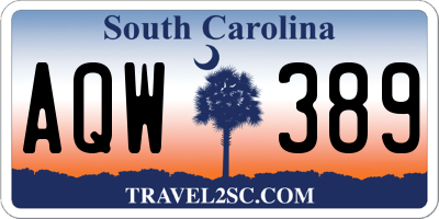 SC license plate AQW389