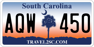 SC license plate AQW450