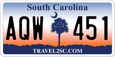 SC license plate AQW451