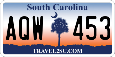 SC license plate AQW453