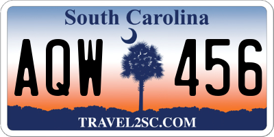 SC license plate AQW456