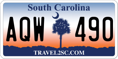 SC license plate AQW490