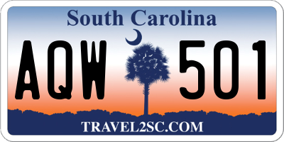 SC license plate AQW501
