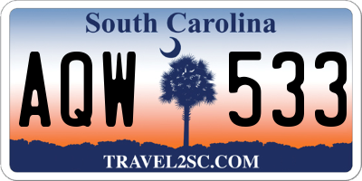 SC license plate AQW533