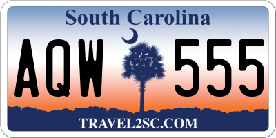SC license plate AQW555