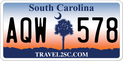 SC license plate AQW578