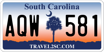 SC license plate AQW581