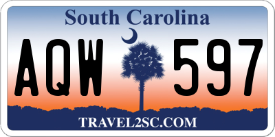 SC license plate AQW597