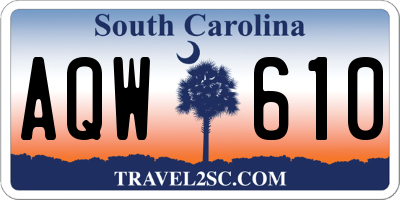 SC license plate AQW610