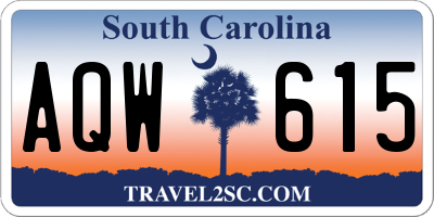 SC license plate AQW615