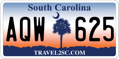 SC license plate AQW625